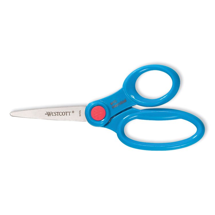Westcott Kids' Scissors with Antimicrobial Protection, Pointed Tip, 5" Long, 2" Cut Length, Randomly Assorted Handle Color (ACM14607)