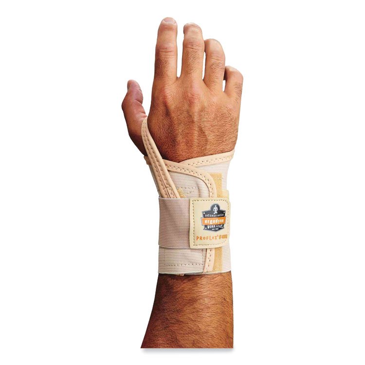 ergodyne ProFlex 4000 Single Strap Wrist Support, Medium, Fits Right Hand, Tan (EGO70104)