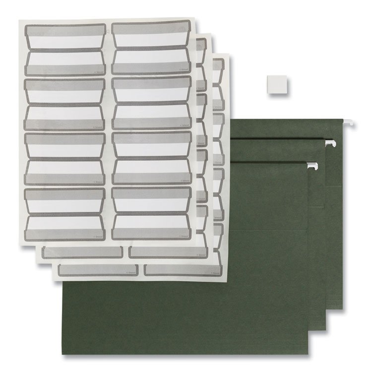 Smead 100% Recycled Hanging File Folders with ProTab Kit, Letter Size, 1/3-Cut, Standard Green (SMD64195)