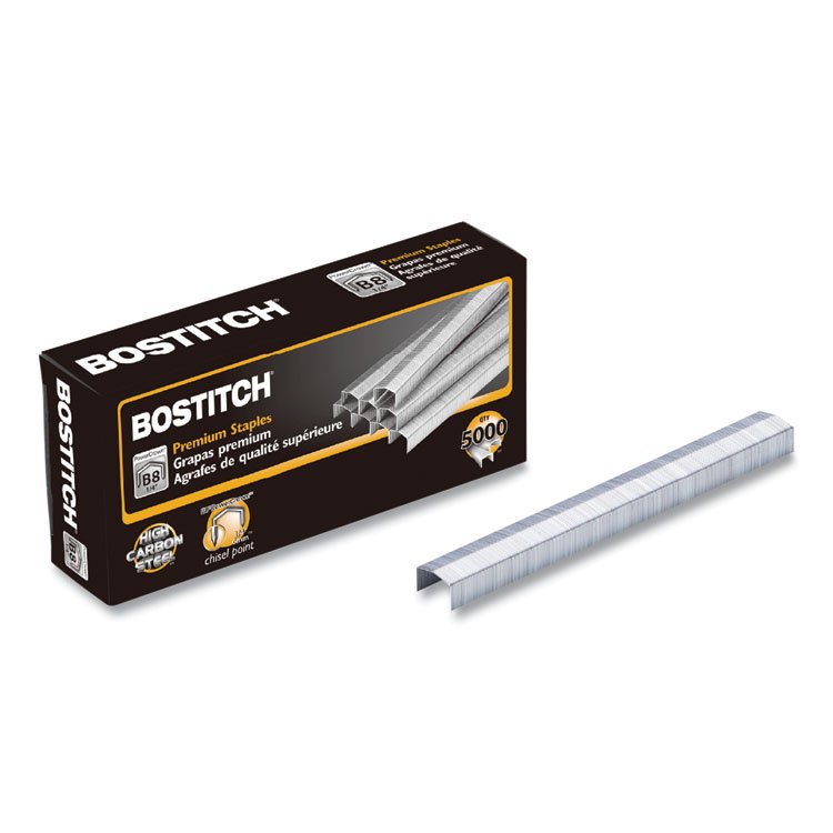 Bostitch B8 PowerCrown Premium Staples, 0.25" Leg, 0.5" Crown, Steel, 5,000/Box (BOSSTCRP211514)