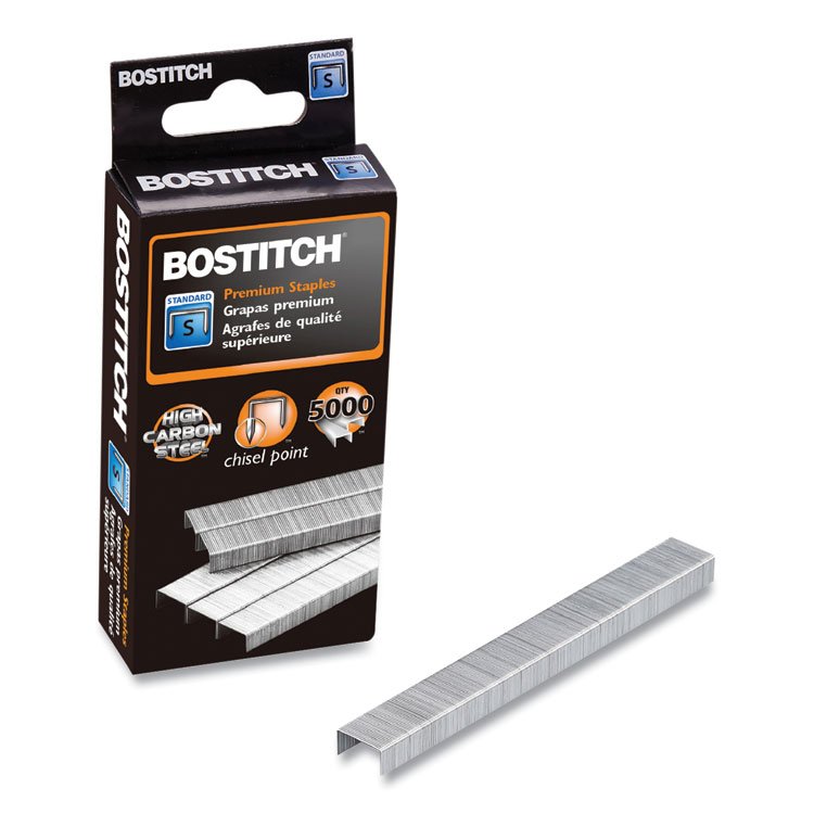 Bostitch Standard Staples, 0.25" Leg, 0.5" Crown, Steel, 5,000/Box (BOSSBS1914CP)