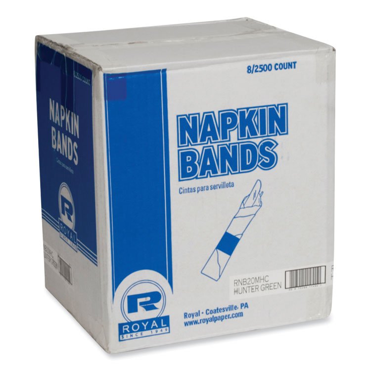 AmerCareRoyal Napkin Bands, Hunter Green, 1.5", 2,500/Pack, 8 Packs/Carton (RPPRNB20MHC)