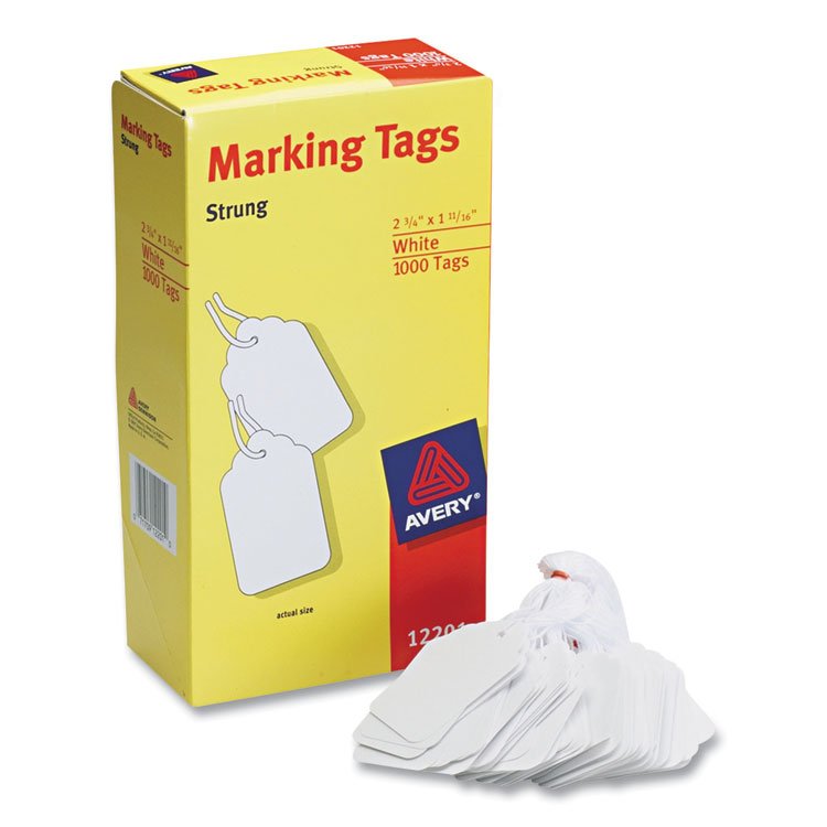 Avery Medium-Weight White Marking Tags, 2.75 x 1.69, 1,000/Box (AVE12201)