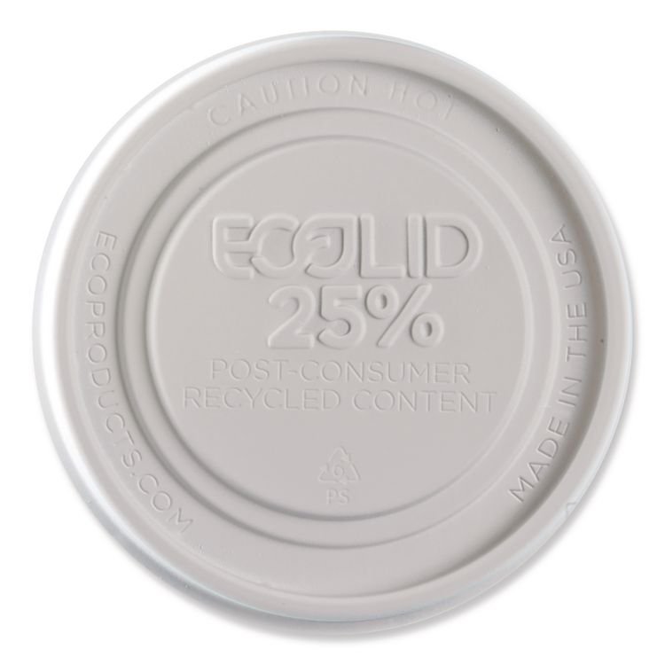 Eco-Products Evolution World EcoLid 25% Recycled Food Container Lid, Fits 12 to 32 oz Containers, White, Plastic, 500/Carton (ECOEPBRSCLIDL)