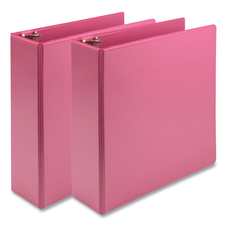 Samsill Earth's Choice Plant-Based Economy Round Ring View Binders, 3 Rings, 3" Capacity, 11 x 8.5, Pink, 2/Pack (SAMU86876)