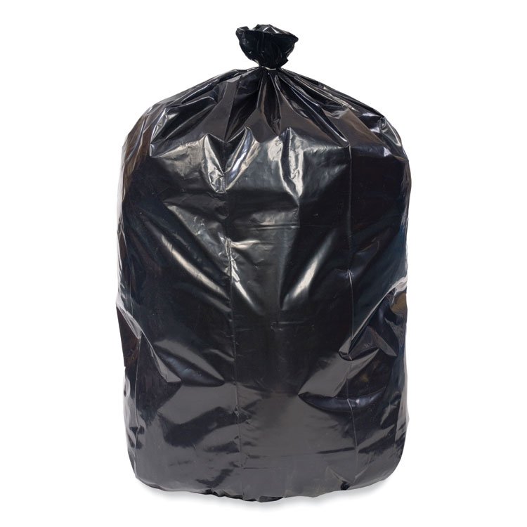 Pitt Plastics Eco Strong Plus Can Liners, 33 gal, 1 mil, 33" x 39", Black, Perforated Roll, 150/Carton (PITPCRL3339XHK)