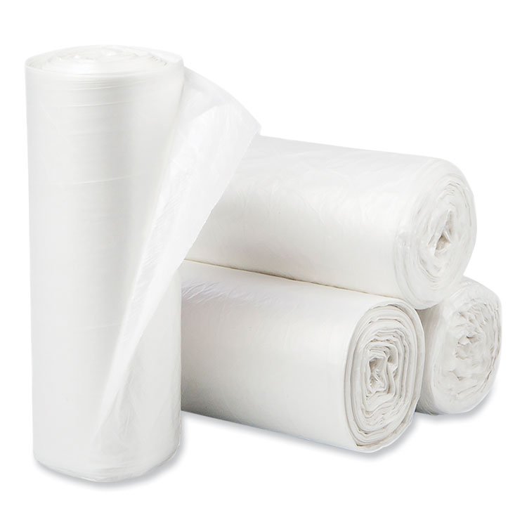 Pitt Plastics Eco Strong Plus Can Liners, 40 gal, 16 mic, 40" x 46", Natural, Perforated Roll, 250/Carton (PITPCRH404616N)