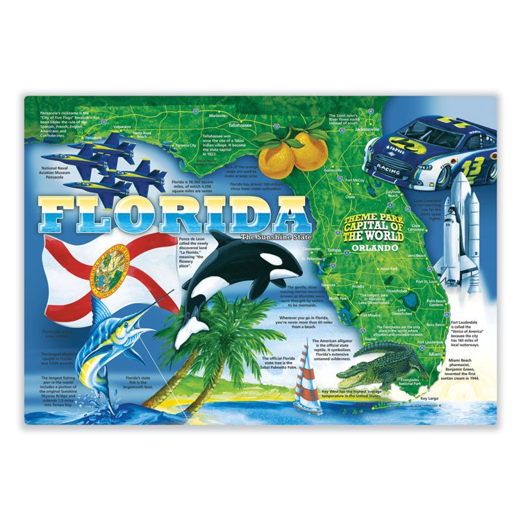 Hoffmaster Placemats, Florida Design, 10 x 14, 1,000/Carton (HFM311110)
