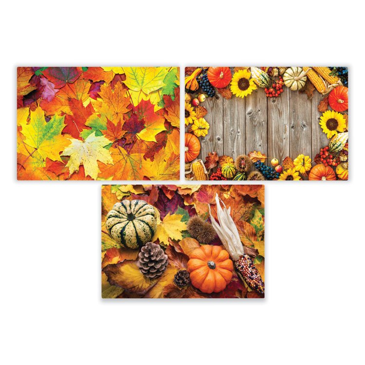 Hoffmaster Autumn Days Multi-Pack Placemats, 10 x 14, Three Different Designs, 1,000/Carton (HFM702081)