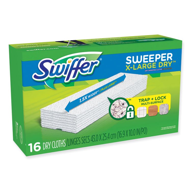 Swiffer Sweeper XL Dry Refill Cloths, 16.9" x 9.8", White, 16/Box (PGC96826)