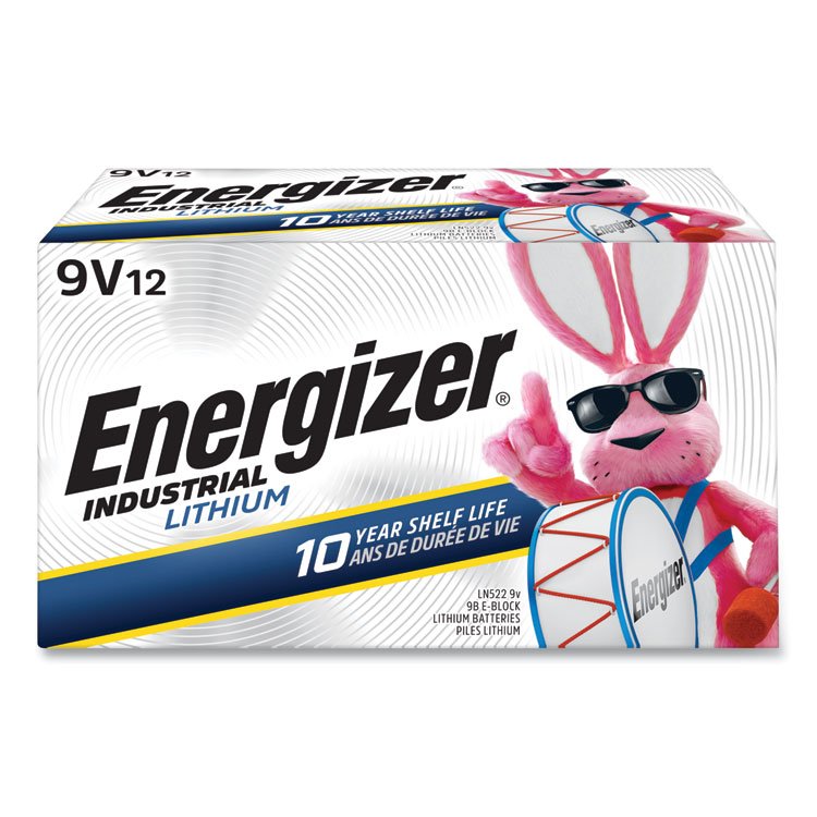 Energizer Industrial Lithium 9V Battery, 9 V, 12/Box (EVELN522)