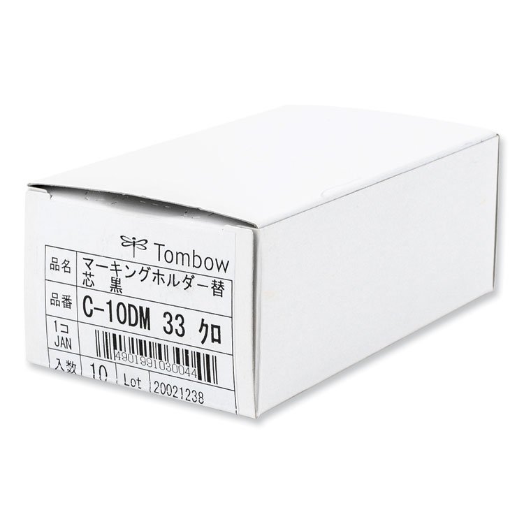 Tombow Mechanical Wax-Based Marking Pencil Refills. 4.4 mm, Black, 10/Box (TOM51542)