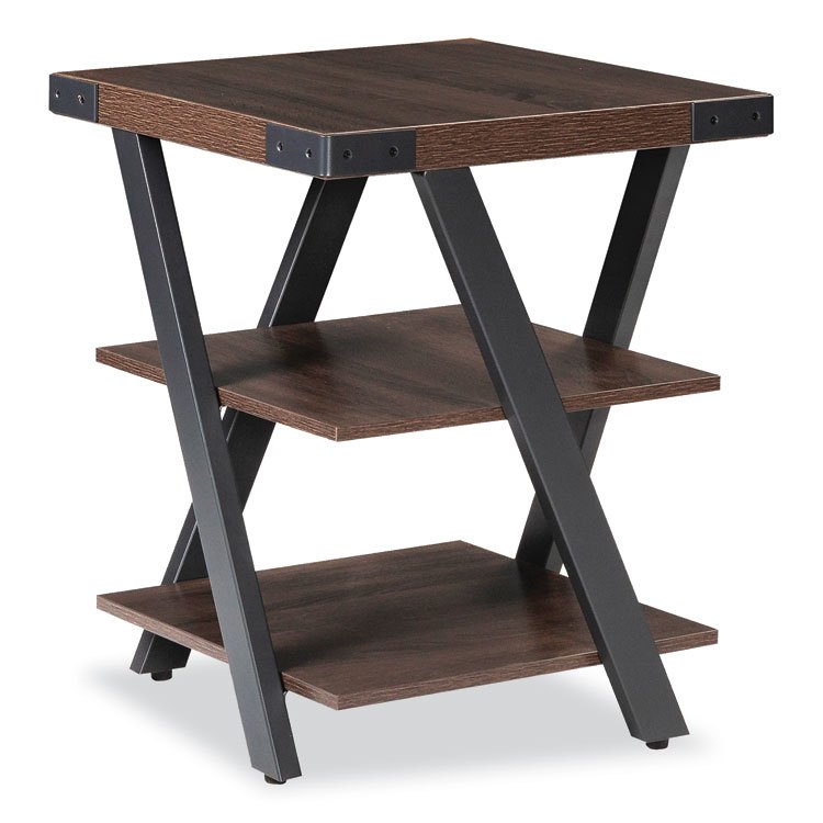 Safco End Table, Square, 20 x 20 x 25, Southern Tobacco Top, Black Base (SAFMRETSTO)