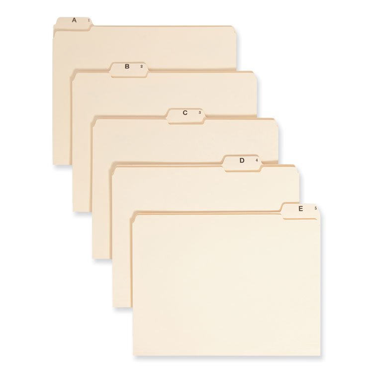 Smead Indexed File Folder Sets, 1/5-Cut Prelabeled Tabs: A to Z, Letter Size, 0.75" Expansion, Manila, 25/Set (SMD11777)