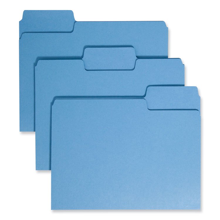 Smead SuperTab Colored File Folders, 1/3-Cut Tabs: Assorted, Letter Size, 0.75" Expansion, 11-pt Stock, Blue, 100/Box (SMD11986)