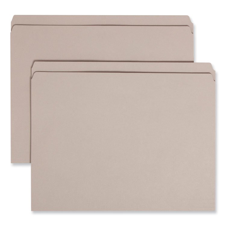 Smead Reinforced Top Tab Colored File Folders, Straight Tabs, Letter Size, 0.75" Expansion, Gray, 100/Box (SMD12310)