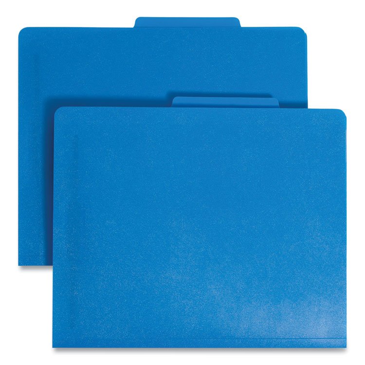 Smead Six-Section Poly Classification Folders, 2" Expansion, 2 Dividers, 6 Fasteners, Letter Size, Blue Exterior, 10/Box (SMD14045)