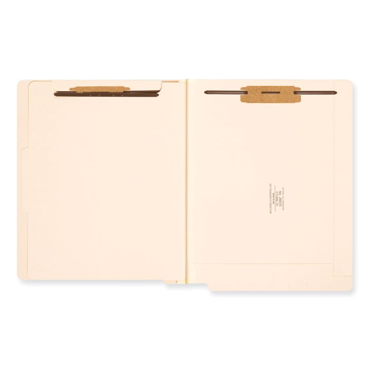Smead Manila End Tab Classification Folders, 2" Expansion, 1 Divider, 4 Fasteners, Letter Size, Manila Exterior, 10/Box (SMD26825)