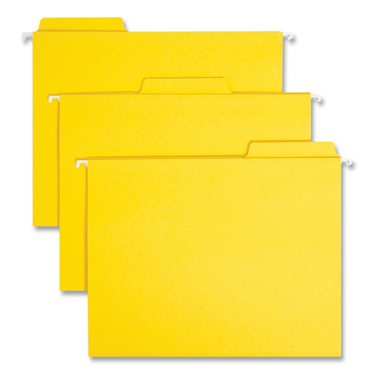 Smead FasTab Hanging Folders, Letter Size, 1/3-Cut Tabs, Yellow, 20/Box (SMD64097)