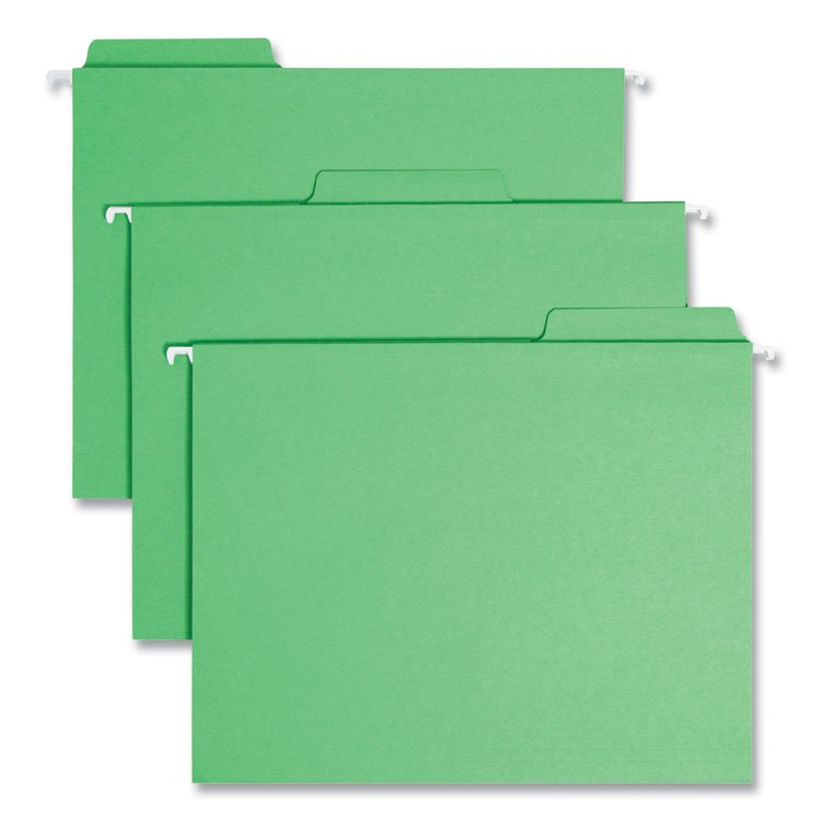 Smead FasTab Hanging Folders, Letter Size, 1/3-Cut Tabs, Green, 20/Box (SMD64098)