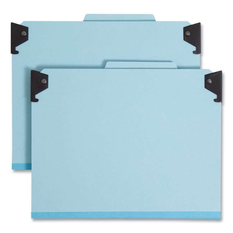 Smead FasTab Hanging Pressboard Classification Folders, 1 Divider, Letter Size, Blue (SMD65105)