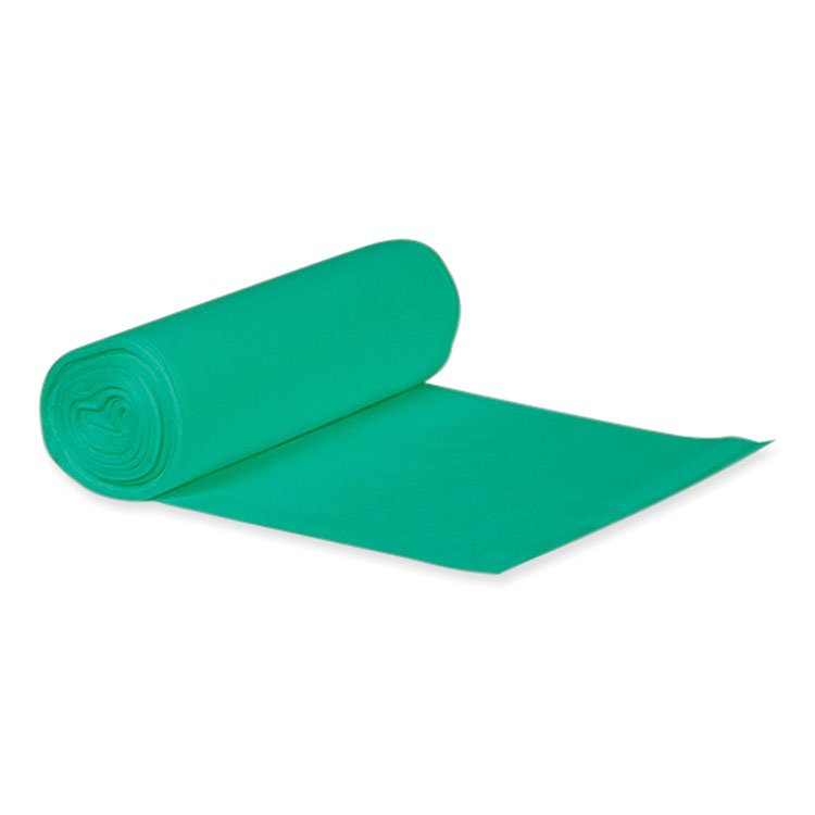 Heritage Eco Blend Max Can Liners, 33 gal, 0.8 mil, 33" x 39", Green, 25 Bags/Roll, 8 Rolls/Carton (HERL6639TEER1)