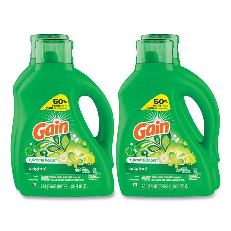 Gain Liquid Laundry Detergent, Gain Original Scent, 88 oz Pour Bottle, 4/Carton (PGC09210)