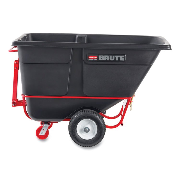 Rubbermaid Commercial 1.5 cu yd BRUTE Rotomolded Towable Tilt Truck, 2,100 lb Capacity, Black (RCP102641BLA)