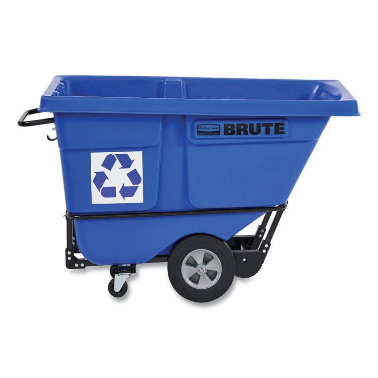 Rubbermaid Commercial BRUTE Rotomolded Recycling Tilt Truck, 1 cu yd, 1,250 lb Capacity, Plastic/Steel Frame, Blue (RCP2089826)