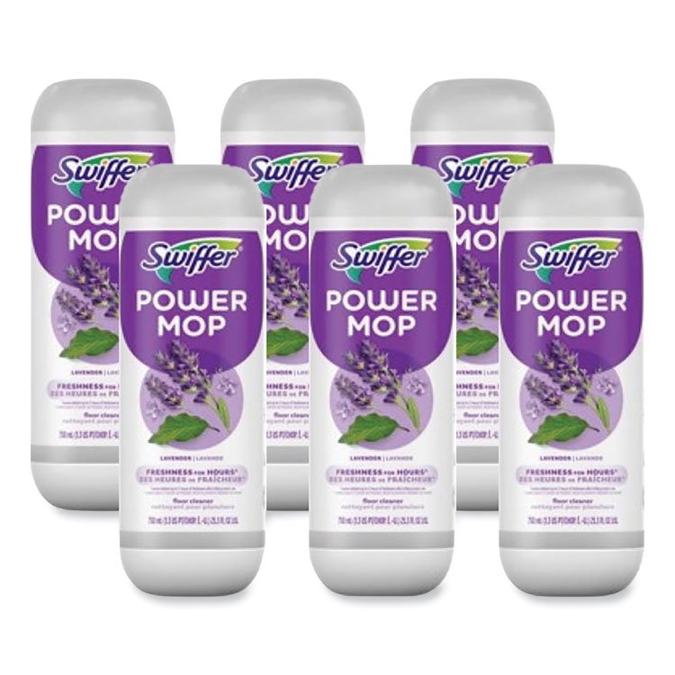 Swiffer PowerMop Refill Cleaning Solution, Lavender Scent, 25.3 oz Refill Bottle, 6/Carton (PGC08421)