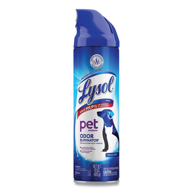 LYSOL Brand Disinfectant Spray II Pet Odor Eliminator, Fresh, 15 oz Aerosol Spray, 12/Carton (RAC99804CT)