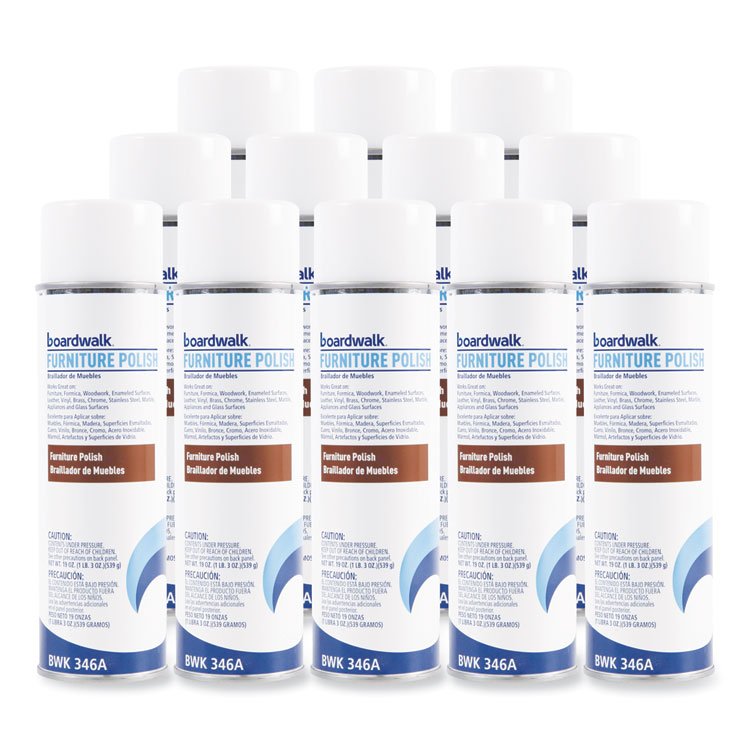 Boardwalk Furniture Polish, Lemon Scent, 19 oz Aerosol Spray, 12/Carton (BWK346ACT)