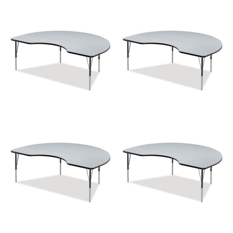Correll Adjustable Activity Tables, Kidney Shaped, 72" x 48" x 19" to 29", Gray Top, Gray Legs, 4/Pallet (CRL4872TF15954P)