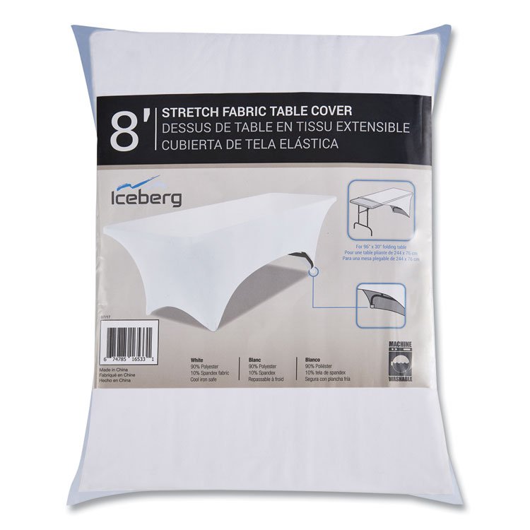 Iceberg iGear Fabric Table Cover, Polyester/Spandex, 30" x 72", White (ICE16523)