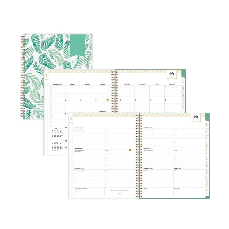 Blue Sky Day Designer Academic Year Weekly/Monthly Frosted Planner, Palms Artwork, 11 x 8.5, 12-Month (July to June): 2025 to 2026 (BLS137891)