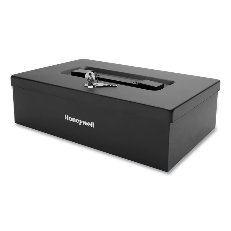 Honeywell Fire Resistant Steel Security Box with Key Lock, 12.7 x 8.8 x 4.1, Black (HWL6104)