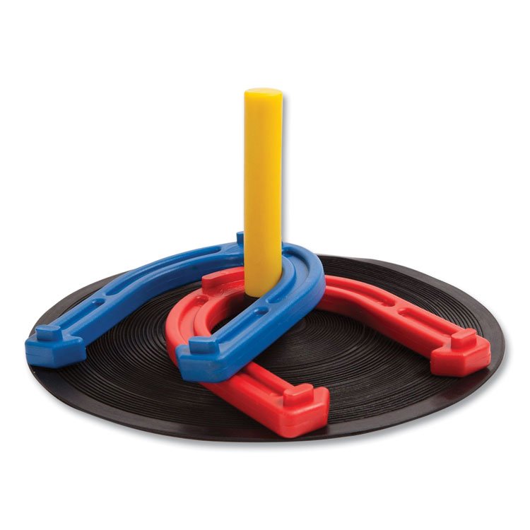 Champion Sports Indoor/Outdoor Rubber Horseshoe Set, 4 Rubber Horseshoes, 2 Rubber Mats, 2 Plastic Dowels (CSIIHS1)
