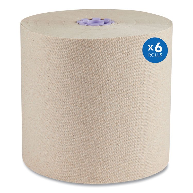 Scott Essential 100% Recycled Fiber Hard Roll Towel, 1-Ply, 8" x 700 ft, 1.75" Core, Brown, 6 Rolls/Carton (KCC54038)
