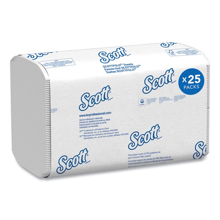 Scott Pro Scottfold Towels, 1-Ply, 7.8 x 12.4, White, 175 Towels/Pack, 25 Packs/Carton (KCC01960)