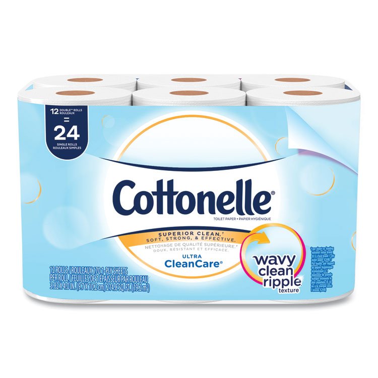 Cottonelle Clean Care Bathroom Tissue, Septic Safe, 1-Ply, White, 170 Sheets/Roll, 48 Rolls/Carton (KCC12456)