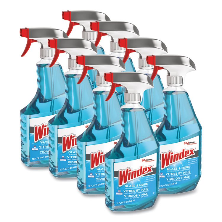 Windex Ammonia-D Glass Cleaner, Fresh, 32 oz Spray Bottle, 8/Carton (SJN322338)