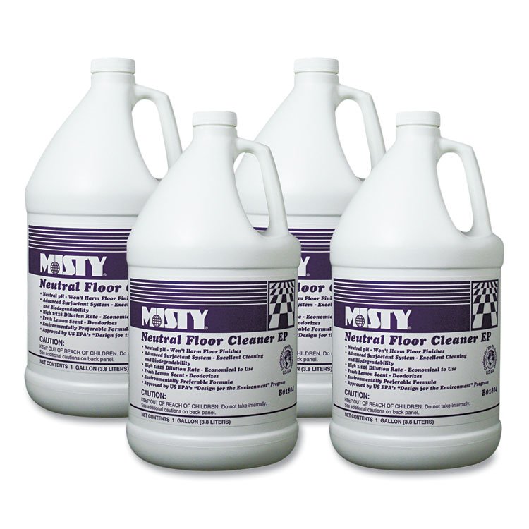 Misty Neutral Floor Cleaner EP, Lemon, 1 gal Bottle, 4/Carton (AMR1033704)