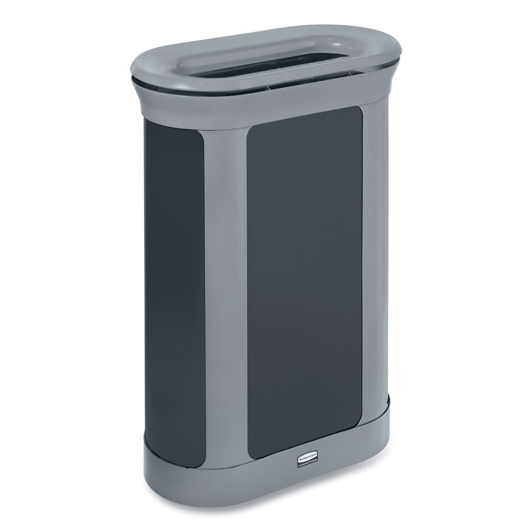 Rubbermaid Commercial ENHANCE Series Waste Receptacle, 13 gal, Metal, Pearl Gray/Umbra Gray (RCP2172851)
