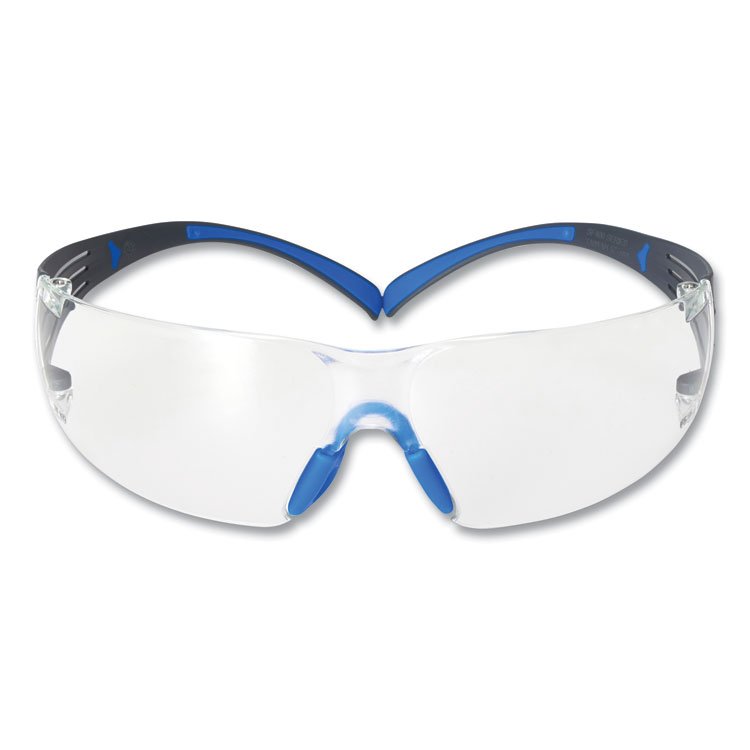 3M SecureFit Protective Eyewear, 400 Series, Black/Blue Plastic Frame, Clear Polycarbonate Lens (MMMSF401SGAFBLU)