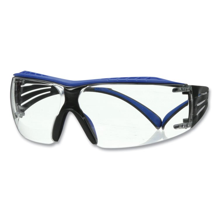 3M SecureFit Protective Eyewear, 200 Series, Blue/Gray Plastic Frame, Clear Polycarbonate Lens (MMMSF204SGAFBLU)