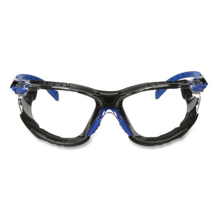 3M Solus 1000 Series Safety Glasses, Black/Blue Plastic Frame, Clear Polycarbonate Lens (MMMS1101SGAFKT)