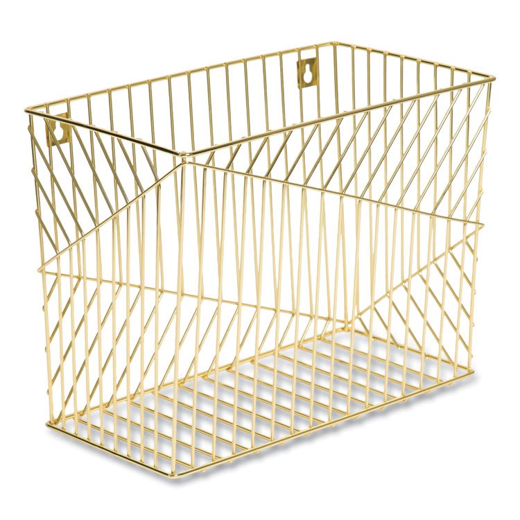 U Brands Vena Hanging File Basket, Letter Size, 6.85" Long, Gold (UBR3231U0206)