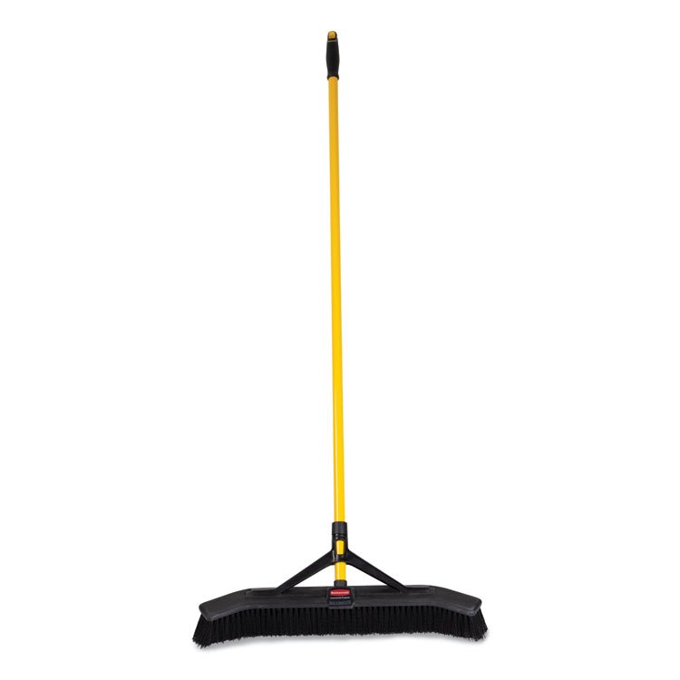 Rubbermaid Commercial Maximizer Push-to-Center Broom, 24", Polypropylene Bristles, Yellow/Black (RCP2186280)