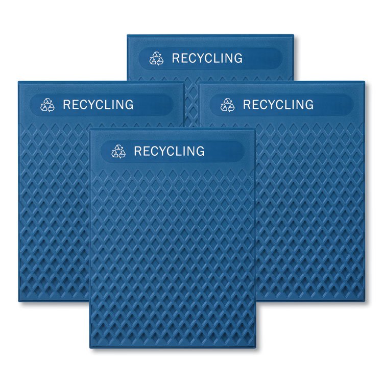 Rubbermaid Commercial Medium Prelabeled Recycled Waste Panels for Tailor and Landmark Series Containers, 20.72" x 0.5" x 27.95", Blue, 4/Carton (RCP2182677)