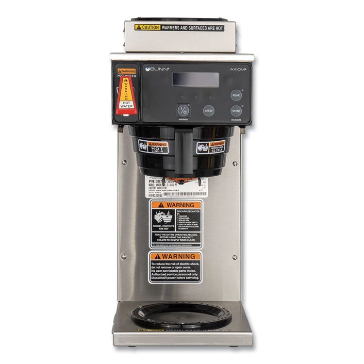 BUNN AXIOM DV-3 12-Cup Dual-Voltage Coffee Brewer with 3 Warmers, Silver/Black (BUN387000008)